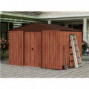 Caseta de Metal Sungarden con Puertas Correderas, 7.4m² Efecto Madera (304.5x243x214.5cm)