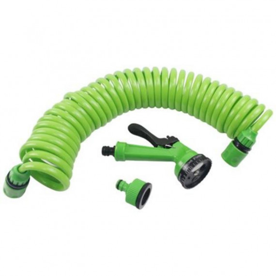 Manguera de Jardín Espiral Saurium de 7,5 Metros con Pistola Multifunción