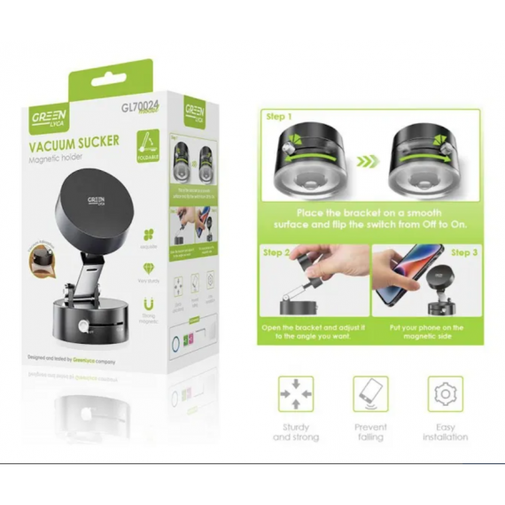 Soporte Móvil Magnético Plegable con Ventosa de Vacío Greenlyca GL70024  GREEN LYCA