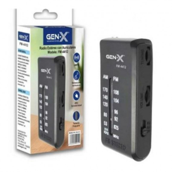 Transistor Portátil AM/FM Analógica Negro Gen-X FM-4412