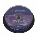 Tarrina 10 Unidades DVD+R Verbatim 16X con Tecnología Advanced AZO