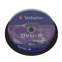 Tarrina 10 Unidades Dvd+r VERBATIM 16X con Tecnología Advanced Azo