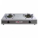 Cocina de Gas Muvip Strong de 2 Fuegos en Acero Inoxidable con Encendido Piezo