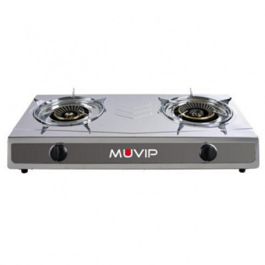 Cocina de Gas Muvip Strong de 2 Fuegos en Acero Inoxidable con Encendido Piezo