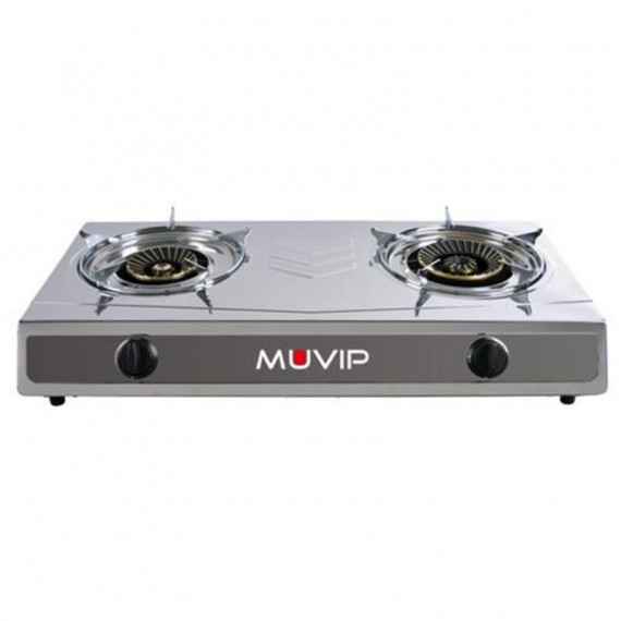 Cocina de Gas Muvip Strong de 2 Fuegos en Acero Inoxidable con Encendido Piezo