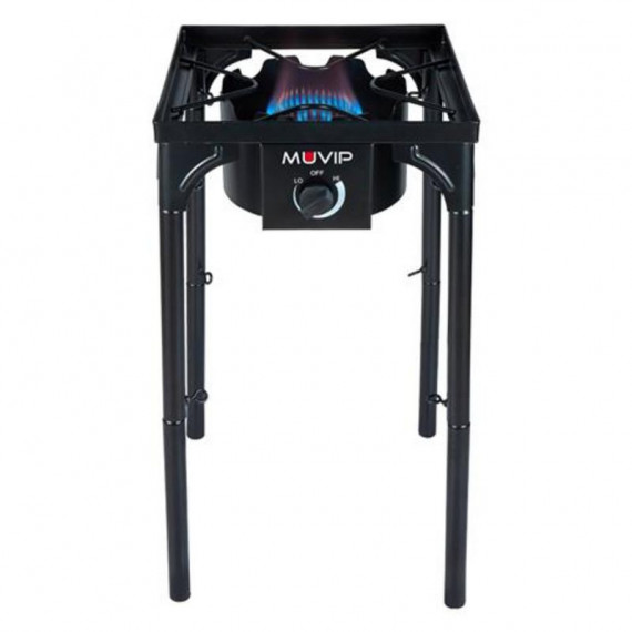 Fogón de Gas Muvip de Alta Potencia, 1 Fuego, 40x40cm, Ajustable 3 Alturas