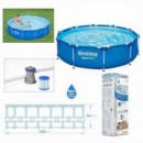 Piscina Desmontable Bestway Steel Pro MAX con Bomba de Filtro 396x84 cm