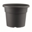 Maceta Redonda Artplast de 25 cm con Reserva de Agua, Color Antracita