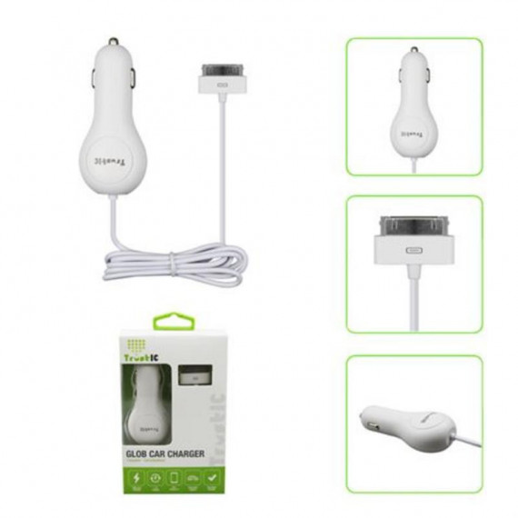Cargador de Coche TRUSTIC para Iphone 4/4S con Puerto USB Adicional