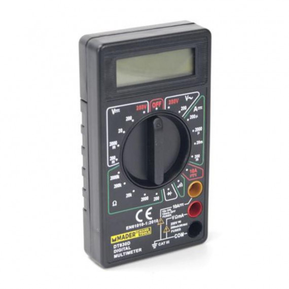 Multímetro Digital Mader DT830D para Medición de Voltaje, Corriente y Resistencia
