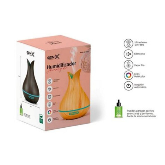 Humidificador Aromatizador Ultrasónico Gen-X con LED Multicolor 130ml