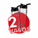 Muvip Batidora Smoothie de Vaso 300W Inoxidable con 2 Vasos de 600ml