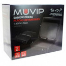 Sandwichera de Acero Inoxidable Muvip 1800W con Apertura 180º y Placas Reversibles