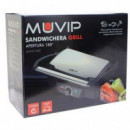Sandwichera Grill Inoxidable Muvip 1600W con Apertura 180º