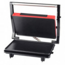Sandwichera Muvip de Placa Lisa 750W, Acabado Inoxidable Rojo