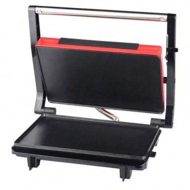 Sandwichera Muvip de Placa Lisa 750W, Acabado Inoxidable Rojo