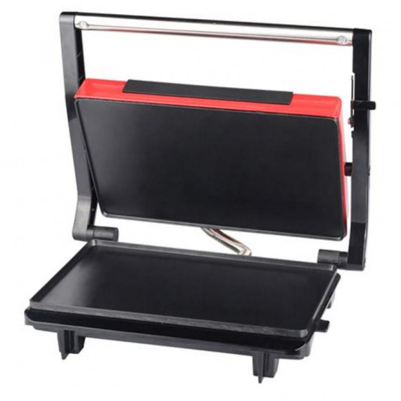Sandwichera Muvip de Placa Lisa 750W, Acabado Inoxidable Rojo