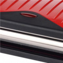 Sandwichera Muvip de Placa Lisa 750W, Acabado Inoxidable Rojo