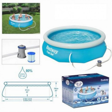 Piscina Hinchable Bestway Fast Set 305 cm x 76 cm con Bomba de Filtro