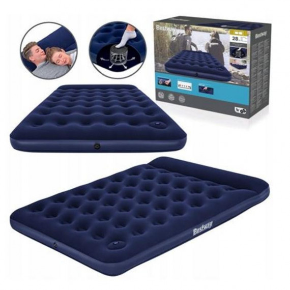 Colchón Hinchable Doble de Camping Bestway Pavillo con Bomba de Pie Integrada (203x152x28cm)