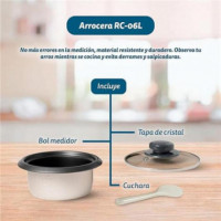 Arrocera GRUNKEL RC-06L de Acero Inoxidable 0.6 Litros 300W con Función Mantener Calor