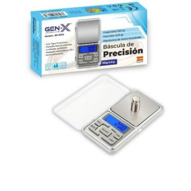 B&aacute;scula Digital Port&aacute;til Gen-X BP-8025 con Precisi&oacute;n de 0.01g y 500g de Capacidad