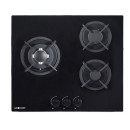 Muvip Placa de Gas Encastrable 3 Fuegos Superficie Cristal Negro
