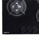 Muvip Placa de Gas Encastrable 3 Fuegos Superficie Cristal Negro