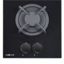 Placa de Cocina a Gas Muvip MGC-2F para Encastrar, 2 Fuegos Cristal Negro
