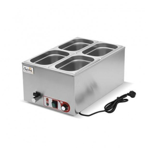 Baño María Industrial Chef Pro CF0113 - 4 Cubetas GN 1/4 - 1200W