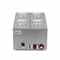 Baño María Industrial Chef Pro CF0113 - 4 Cubetas GN 1/4 - 1200W