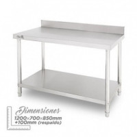 Mesa de Trabajo Chef Pro CF0132 de Acero Inoxidable 120x70x85cm con Respaldo