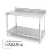 Mesa de Trabajo Chef Pro CF0134 Acero Inoxidable 140x70x85cm con Respaldo