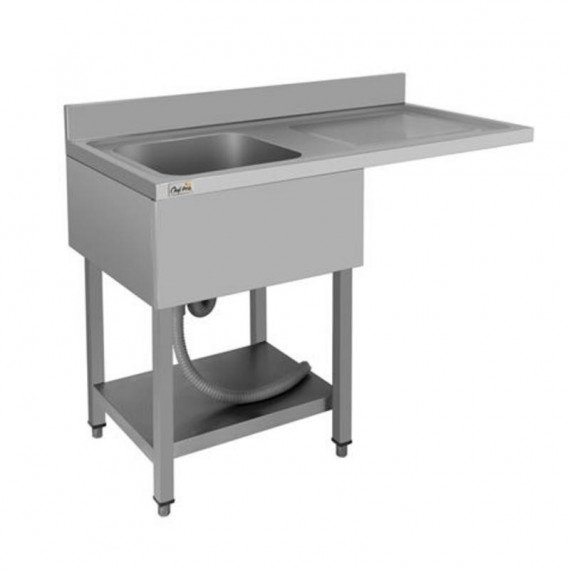 Fregadero Industrial Chef Pro CF0139 de Acero Inoxidable con Cubeta Izquierda y Estante (140x70x85 cm)