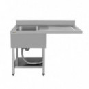 Fregadero Industrial Chef Pro CF0139 de Acero Inoxidable con Cubeta Izquierda y Estante (140x70x85 cm)