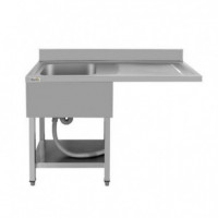 Fregadero Industrial Chef Pro CF0139 de Acero Inoxidable con Cubeta Izquierda y Estante (140x70x85 cm)