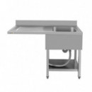 Fregadero Industrial 140x70x85cm Cubeta Derecha y Estante Chef Pro