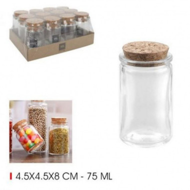 Tarro de Vidrio con Tap&oacute;n de Corcho La Mediterr&aacute;nea 75ml