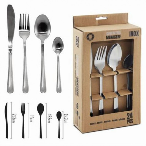 Pack 24 Cubiertos Menaje de Acero Inoxidable