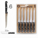 Pack 6 Cuchillos de Mesa con Mango de Madera 21.3cm