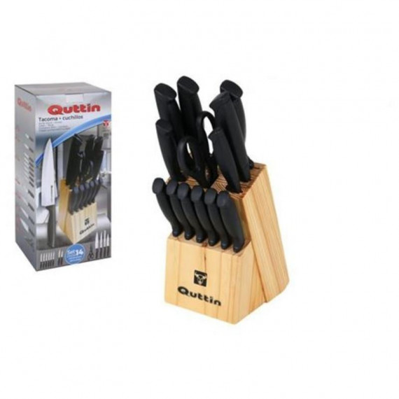 Set de Cuchillos y Tijera Quttin Tacoma, 14 Piezas con Base de Madera