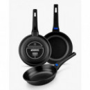 Set de 3 Sartenes MONIX Solid+ 18/22/26 Cm de Aluminio Fundido
