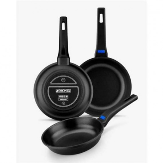 Set de 3 Sartenes MONIX Solid+ 18/22/26 Cm de Aluminio Fundido