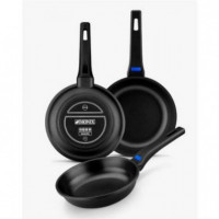 Set de 3 Sartenes MONIX Solid+ 18/22/26 Cm de Aluminio Fundido