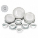 Vajilla HAIZEA de Porcelana Redonda Blanca - 30 Piezas