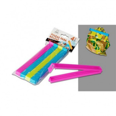 Pack de 4 Pinzas de Cierre de Pl&aacute;stico Urban Living para Bolsas 14 cm