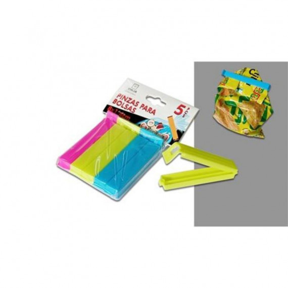 Pack 5 Pinzas de Cierre Hermético de Plástico para Bolsas 8cm Urban Living