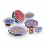 Set de 10 Tapas de Silicona Reutilizables MONIX para Protección de Alimentos