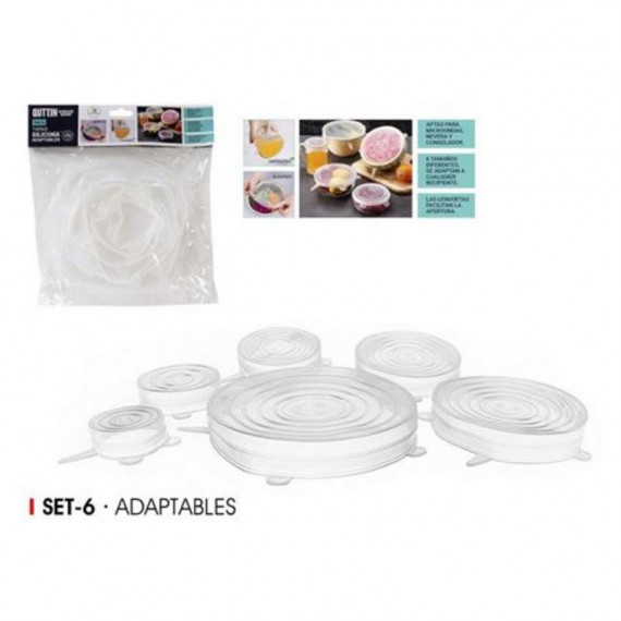 Set de 6 Tapas de Silicona Adaptables Quttin para Alimentos
