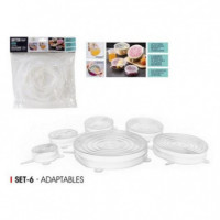 Set de 6 Tapas de Silicona Adaptables Quttin para Alimentos